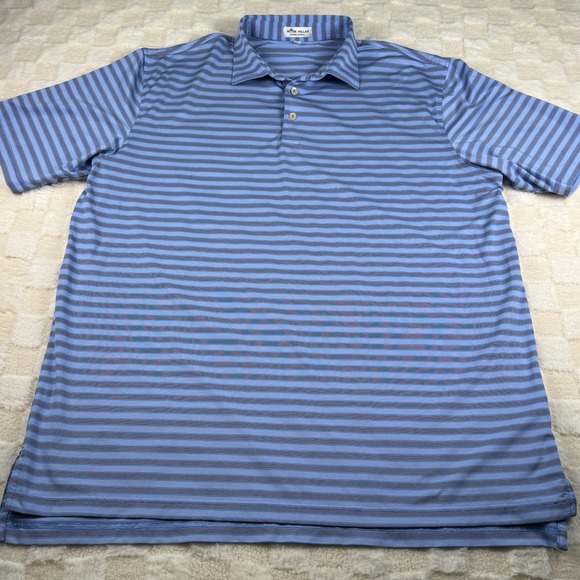 Peter Millar Summer Comfort Men's Polo Shirt Light Blue with Dark Stripes XL - Picture 1 of 9